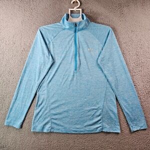 Under Armour Active Sweater Women Large Loose Heat Gear‎ 1/4 Zip Light Blue